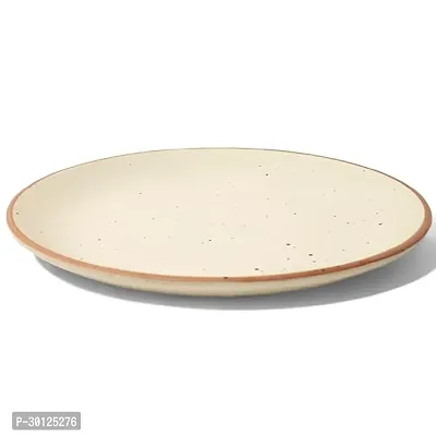 Ceramic Dinner  Snacks Ivory with Brown Edges Serving Plate