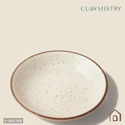 Ceramic Ivory with Light Brown Borders Dinner Plate-thumb3