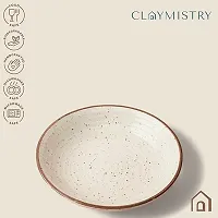 Ceramic Ivory with Light Brown Borders Dinner Plate-thumb1