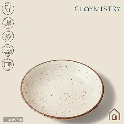 Ceramic Ivory with Light Brown Borders Dinner Plate-thumb2