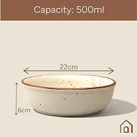 Ceramic Deep Dinner Snacks Ivory with Brown Borders Serving Plate-thumb3