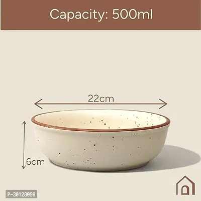 Ceramic Deep Dinner Snacks Ivory with Brown Borders Serving Plate-thumb4