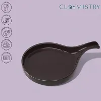 Claymistry Ceramic Dinner  Snacks Round Purple with Handle Tray-thumb2