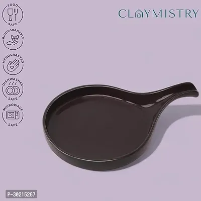 Claymistry Ceramic Dinner  Snacks Round Purple with Handle Tray-thumb3