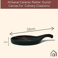 Claymistry Ceramic Dinner  Snacks Black Trays with Handle-thumb3