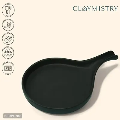 Claymistry Ceramic Dinner  Snacks Black Trays with Handle-thumb3