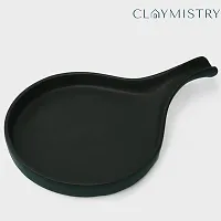 Claymistry Ceramic Dinner  Snacks Black Trays with Handle-thumb1