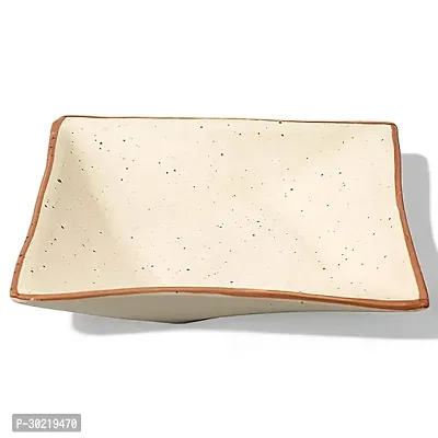 Claymistry Ceramic Snacks Biege Square Shaped Serving Tray-thumb0