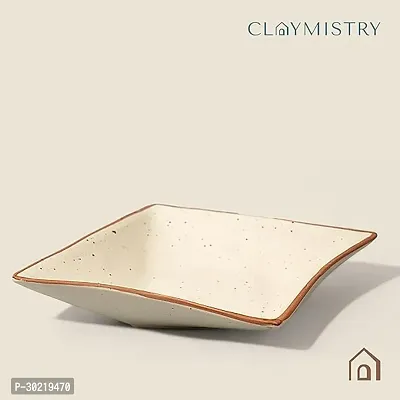 Claymistry Ceramic Snacks Biege Square Shaped Serving Tray-thumb3