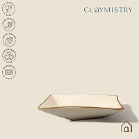 Claymistry Ceramic Snacks Biege Square Shaped Serving Tray-thumb1