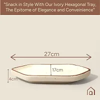 Claymistry Ceramic Dinner  Snacks Ivory with Brown Edges Hexagon Serving Tray-thumb3