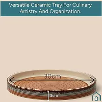 Claymistry Ceramic Dinner  Snacks Orange  White with Swirl Print Round Tray, Set of 1-thumb3