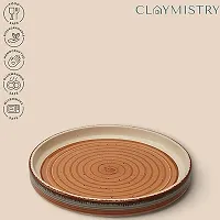 Claymistry Ceramic Dinner  Snacks Orange  White with Swirl Print Round Tray, Set of 1-thumb1