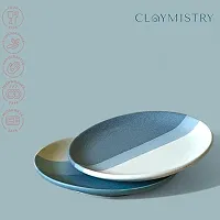 Claymistry Ceramic Quarter Dinner  Snack Blue Serving Plate Set of 2-thumb2