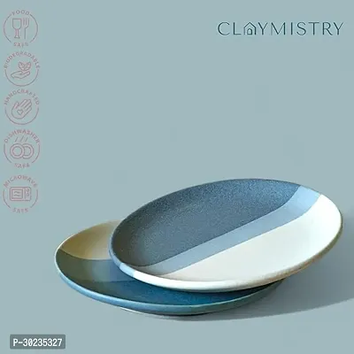 Claymistry Ceramic Quarter Dinner  Snack Blue Serving Plate Set of 2-thumb3