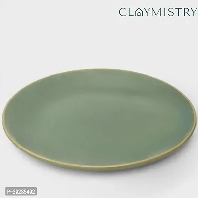 Claymistry Ceramic Dinner  Snacks Green with Golden Edge Plate, Set of 2-thumb3