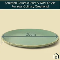 Claymistry Ceramic Dinner  Snacks Green with Golden Edge Plate, Set of 2-thumb3