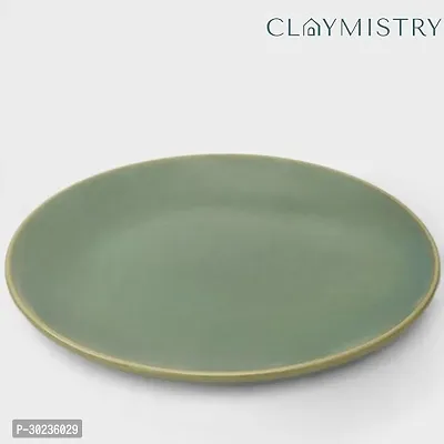 Claymistry Ceramic Dinner  Snacks Green with Golden Edge Plate, Set of 2-thumb2