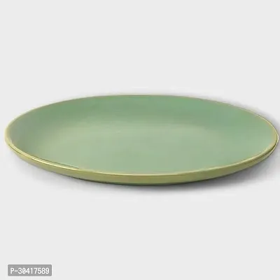 Claymistry Ceramic Dinner  Snacks Green with Golden Edge Plate, Set of 1-thumb0