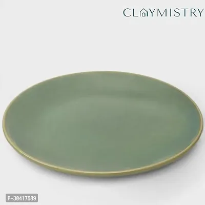 Claymistry Ceramic Dinner  Snacks Green with Golden Edge Plate, Set of 1-thumb3