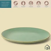 Claymistry Ceramic Dinner  Snacks Green with Golden Edge Plate, Set of 1-thumb4