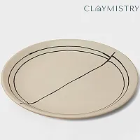 Claymistry Ceramic Ivory with Black Abstract Design Dinner Plate-thumb2