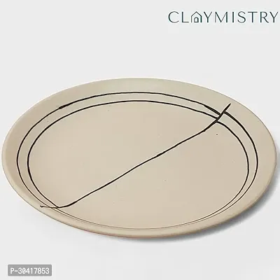 Claymistry Ceramic Ivory with Black Abstract Design Dinner Plate-thumb3