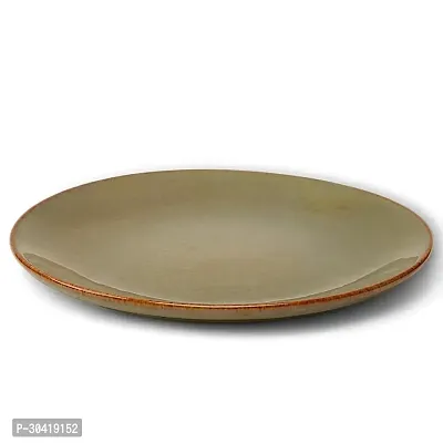 Ceramic Dinner  Snacks Olive Green with Reddish Brown Edge Plate-thumb0