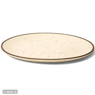 Ceramic Ivory with Dark Brown Edge  Ridges Quarter Serving Plate