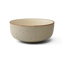 Claymistry Ceramic Ivory with Brown Border  Ridges Serving Bowl-thumb1