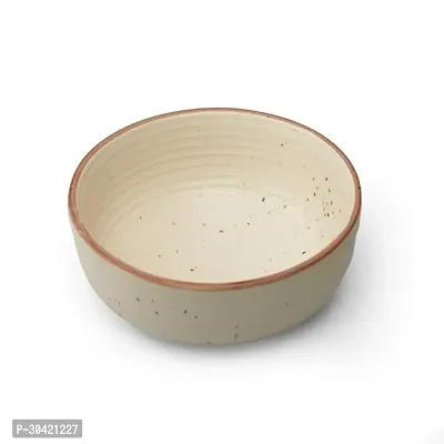 Claymistry Ceramic Ivory with Brown Border  Ridges Serving Bowl-thumb3