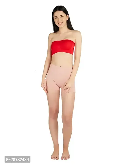 Gauri Creation | Women's Fabric Nylon Regular Fit Non-Padded and Non-Wired Seamless Strapless Tube Bra (Red)