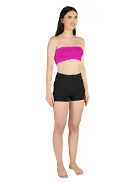 Gauri Creation | Women's Fabric Nylon Regular Fit Non-Padded and Non-Wired Seamless Strapless Tube Bra (Pink)-thumb3