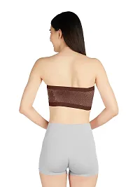 Gauri Creation | Women's Fabric Nylon Regular Fit Non-Padded and Non-Wired Seamless Strapless Tube Bra (Brown)-thumb4