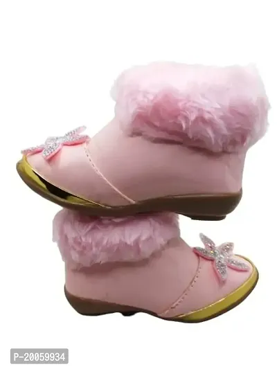 Baby Walk Pink Star Girl Boat Zip  Hair Shoes Age from 10 Month to 7 Year, Special  Comfort Zip Hairy Shoes for Baby Girls Angels Shoes. Pink-thumb3