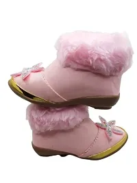 Baby Walk Pink Star Girl Boat Zip  Hair Shoes Age from 10 Month to 7 Year, Special  Comfort Zip Hairy Shoes for Baby Girls Angels Shoes. Pink Design 2-thumb2