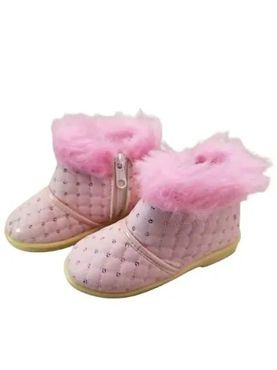 Baby Walk JTD Girl Boat Zip & Hair Shoes Age from 10 Month to 7 Year, Special & Comfort Zip Hairy Shoes for Baby Girls Angels Shoes. Design 4