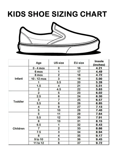 Angel baby shoes size on sale chart