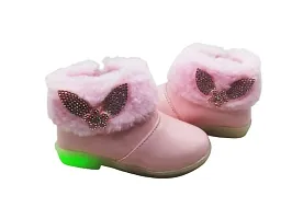Baby Walk Girl LED Light with Zip  Hairy Boat Shoes- Twinkle Twinkle Little Star LED Light Shoes for Angel Girl Age from 3 Month to 5 Year Pink 6 Months Design 5-thumb1