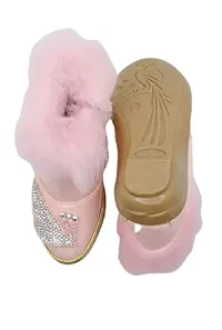 Baby Walk Pink Leaf Girl Boat Zip  Hair Shoes Age from 10 Month to 7 Year, Special  Comfort Zip Hairy Shoes for Baby Girls Angels Shoes. Pink Design 2-thumb2