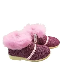 Baby Walk Girl Boat Zip  Hair Shoes Age from 3 Month to 5 Year, Special  Comfort Zip Hairy Shoes for Baby Girls Angels Shoes Design 4-thumb1