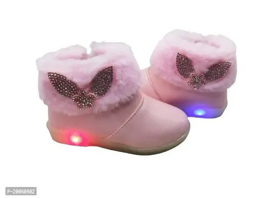 Baby Walk Girl LED Light with Zip  Hairy Boat Shoes- Twinkle Twinkle Little Star LED Light Shoes for Angel Girl Age from 3 Month to 5 Year Design 2