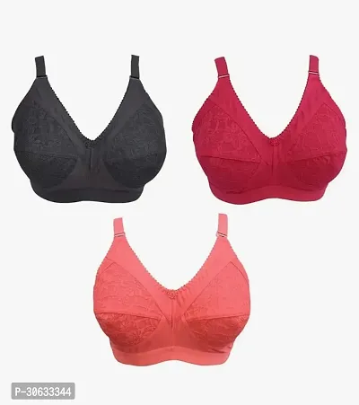 Stylish Cotton Blend Solid Bras For Women Pack of 3-thumb0