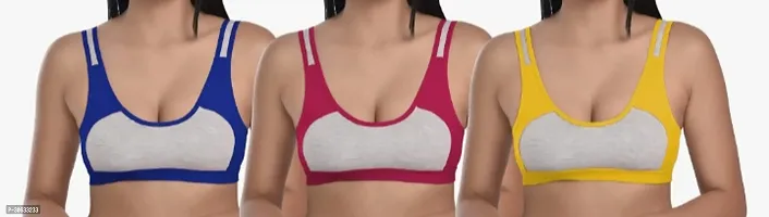 Stylish Cotton Blend Solid Bras For Women Pack of 3-thumb0