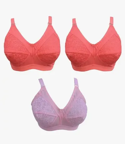 Stylish Blend Solid Bras For Women Pack Of 3