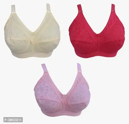 Stylish Cotton Blend Solid Bras For Women Pack of 3