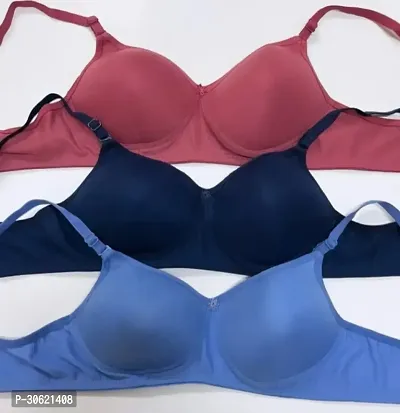 Stylish Multicoloured Cotton Blend Solid Bras For Women Combo Of 3-thumb0