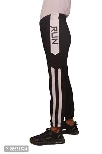 Stylish Black Polyester Regular Track Pants For Men-thumb0