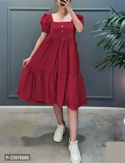 Stylish Red Four Way Cotton  Fit And Flare Dress For Women-thumb0