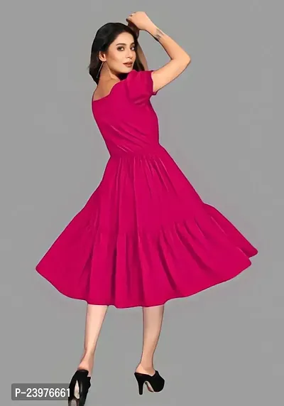 Stylish Pink Four Way Cotton  Fit And Flare Dress For Women